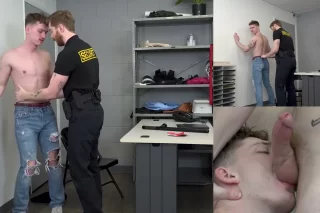 Drew Skylar and Jock the Stripper Serve a Steamy Strip Search & Cum Bribery Scene