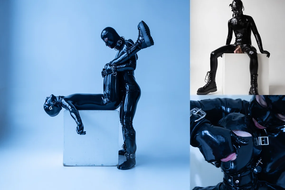 Pup Bodhi & Flmzzie: Slick Rubber Gas Mask Lust and Grinding