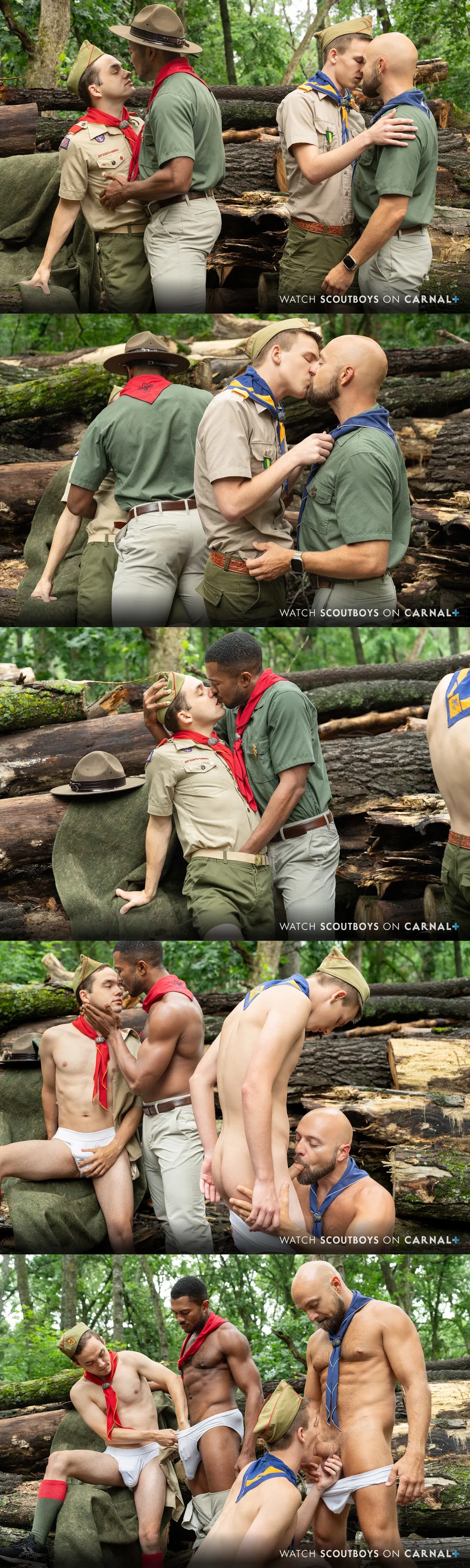 Four Gays Kiss and Fuck in Horny Woods